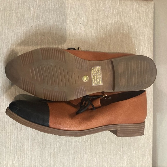 DJANGO & JULIETTE Sz 39 Kotty Leather Two Toned Colour Block Laces Pointy Flats - Picture 13 of 14